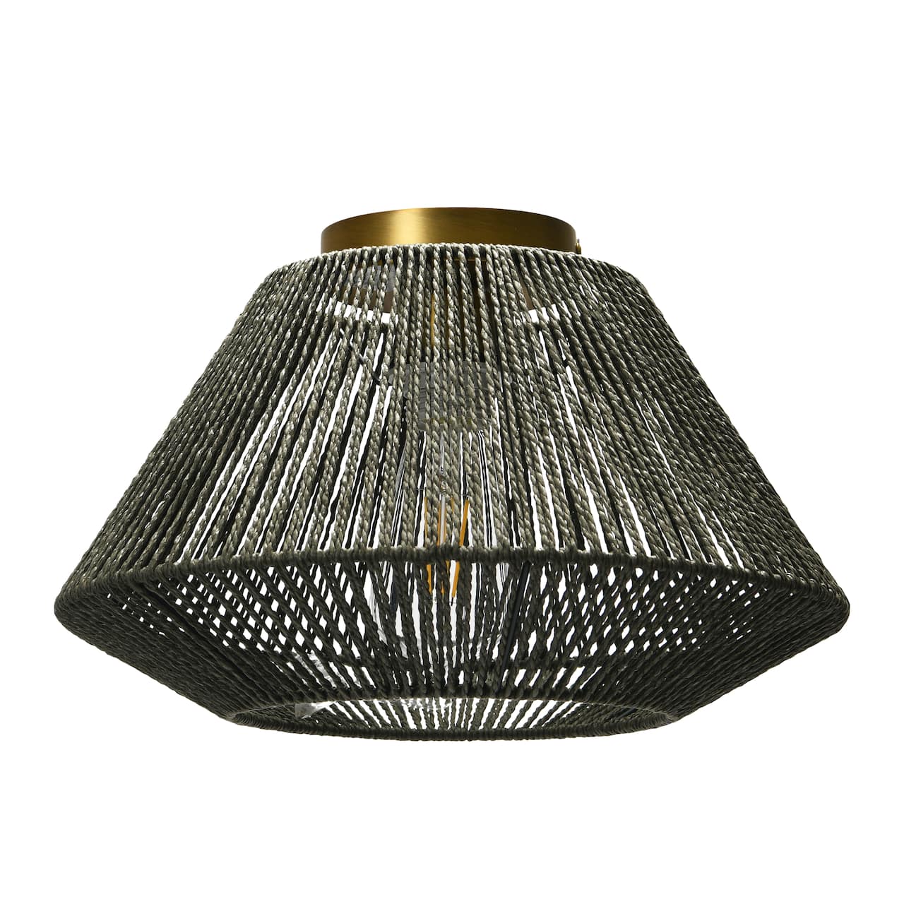 Hello Honey® 14" Gray Flush Mount Ceiling Light with Woven Paper Rope Shade